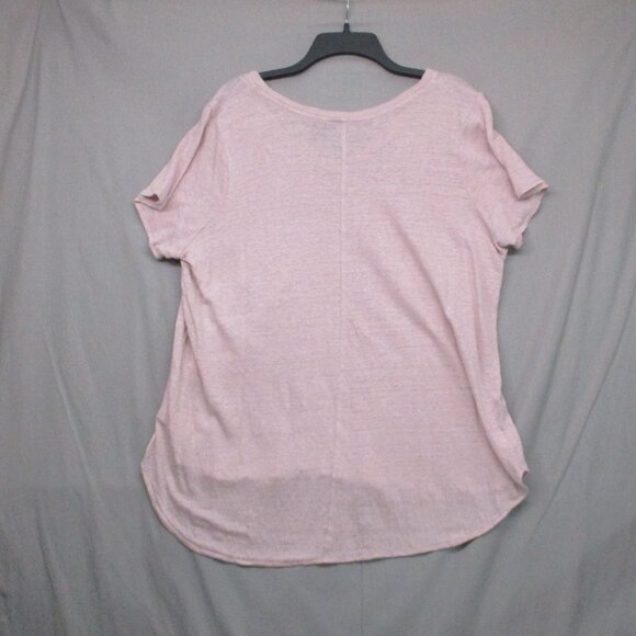 Tahari 100% Linen Blouse V-Neck Pink Women Size \ 1X - Picture 6 of 8